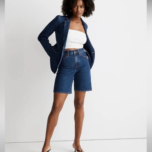 Madewell Blue Denim Jean Double Breasted Blazer Sports Jacket Deardorff Wash XS - Picture 3 of 16